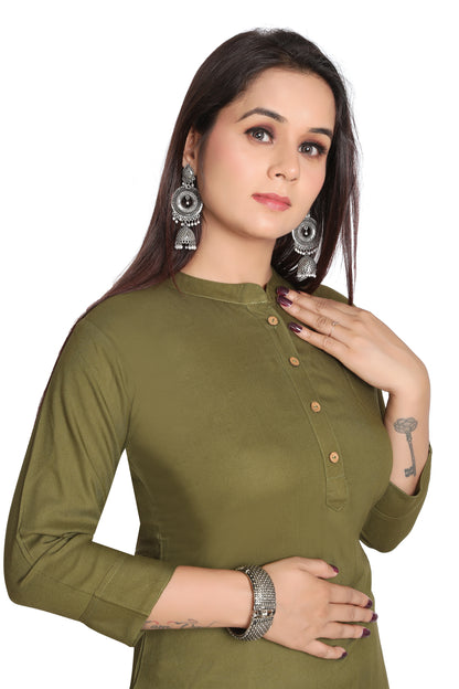 Meniki Women's Rayon Kurti With Wooden Buttons