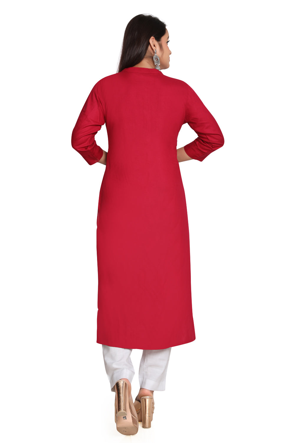 Meniki Women's Rayon Kurti With Wooden Buttons