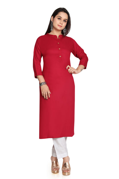 Meniki Women's Rayon Kurti With Wooden Buttons