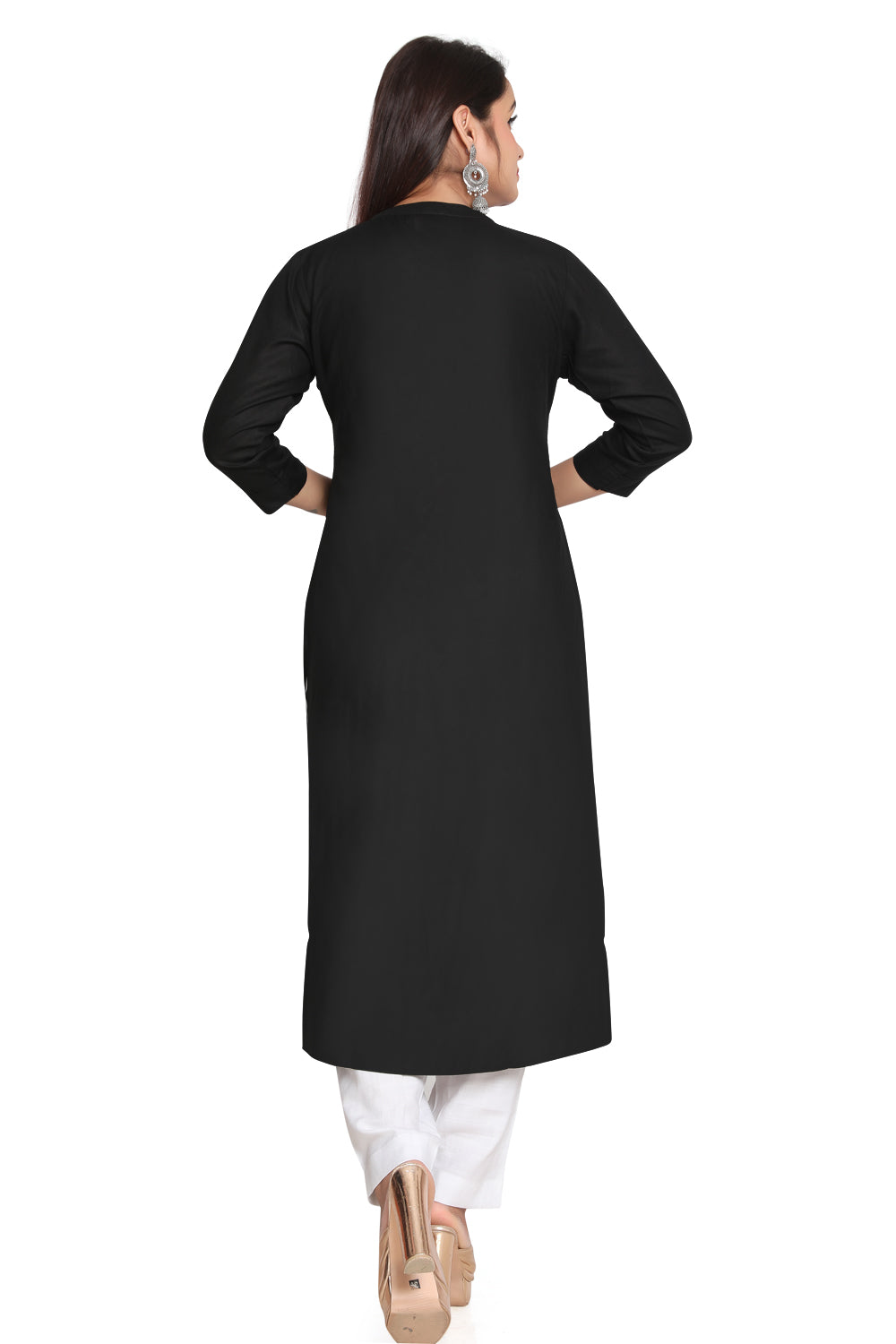 Meniki Women's Rayon Kurti with Wooden Buttons