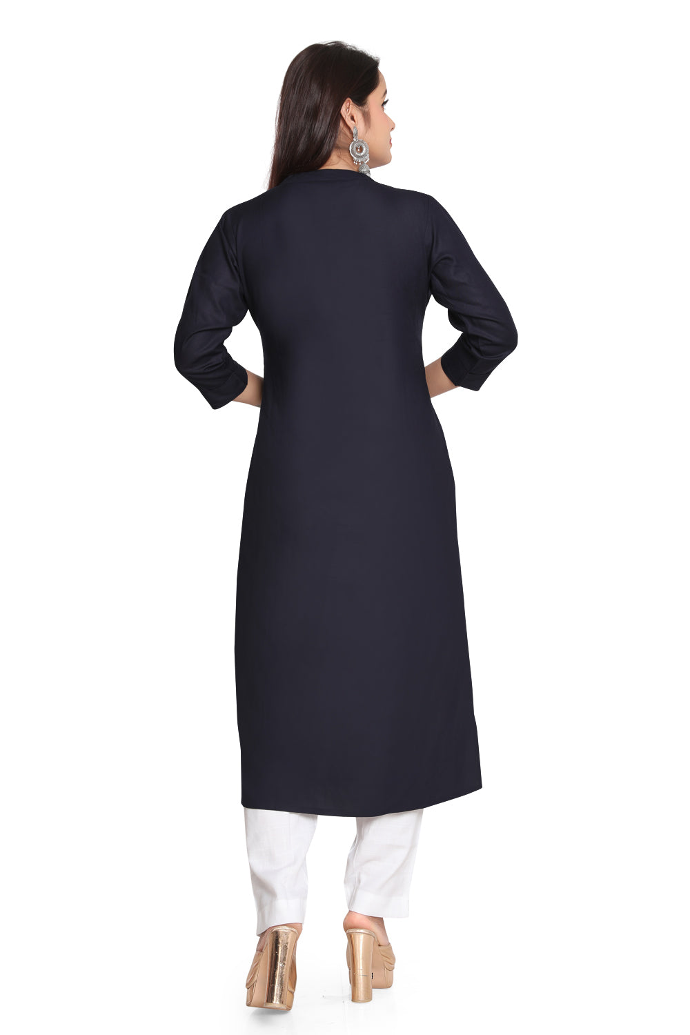 Meniki Women's Rayon Kurti with Wooden Buttons